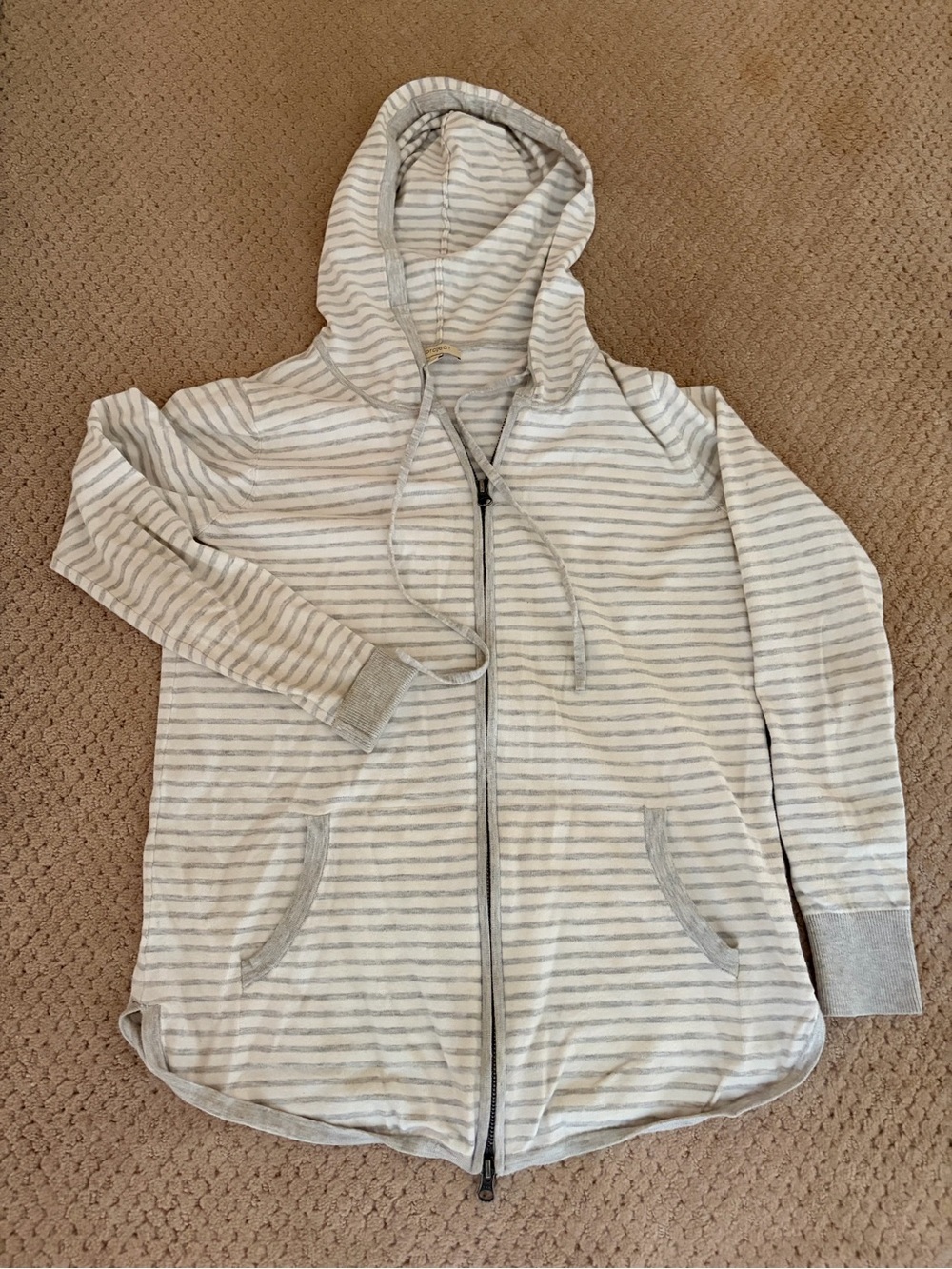 Y/Project Cream and Light Gray Striped Zip-Up Hoodie